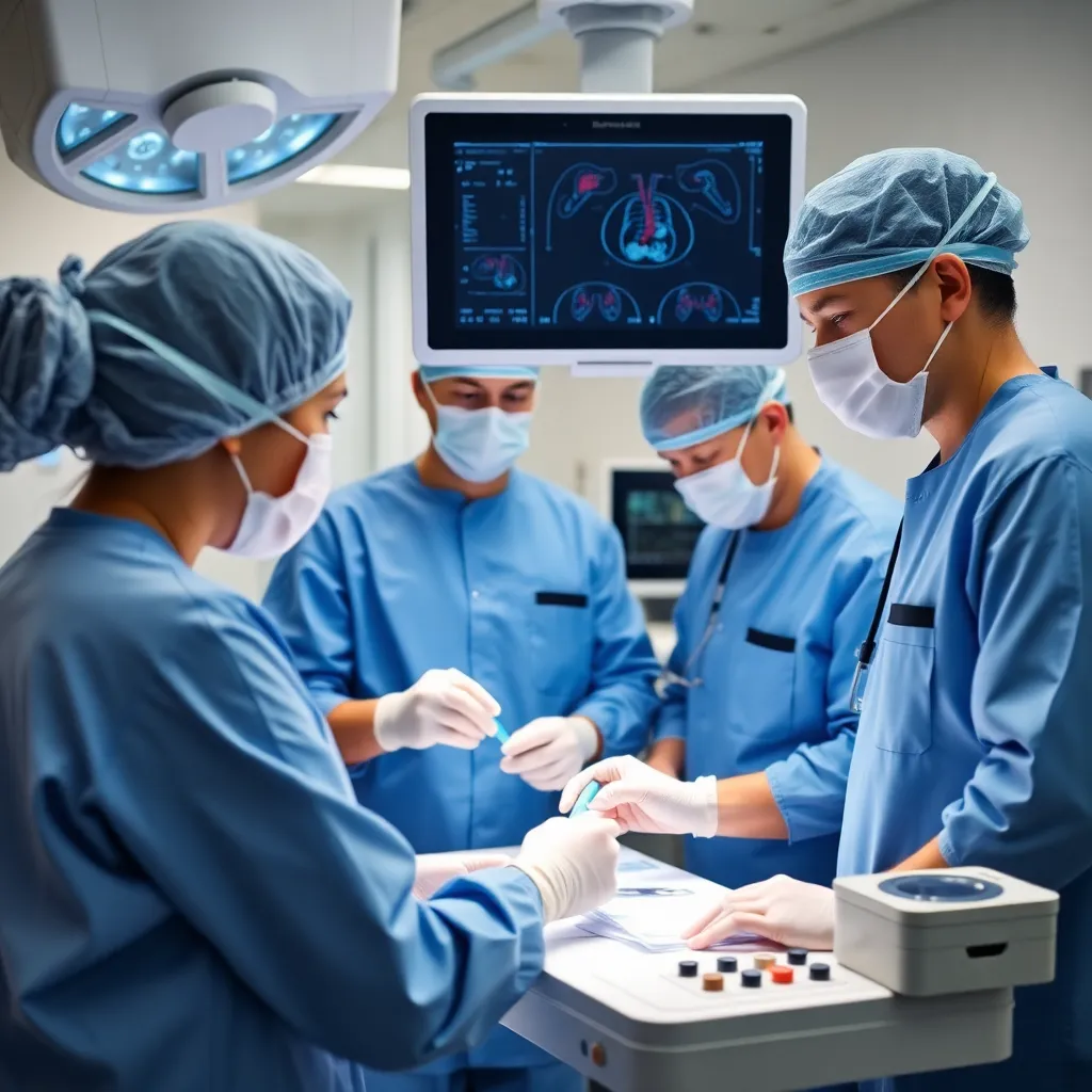 Equipo médico profesional realizando exámenes cardiológicos con tecnología de última generación en un laboratorio moderno y limpio